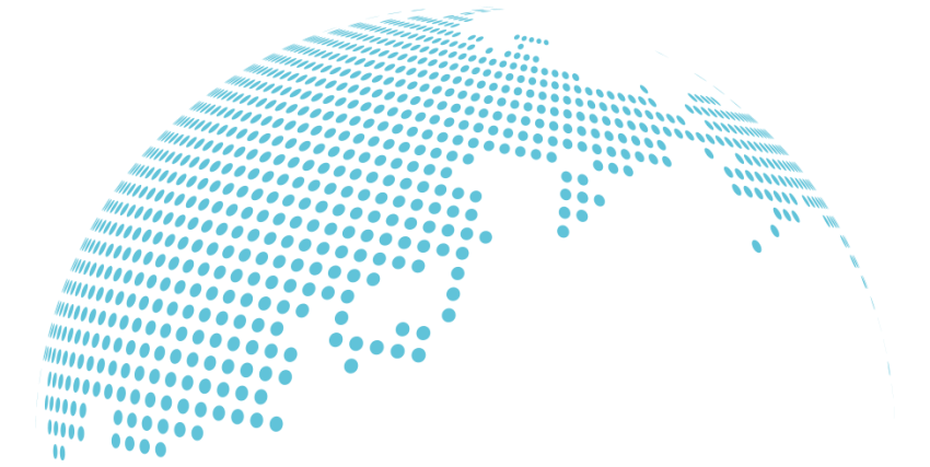 Punkt-Grafik einer Weltkugel in blau